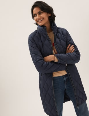 

Womens M&S Collection Feather & Down Quilted Longline Puffer Jacket - Navy, Navy