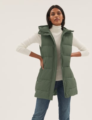 

Womens M&S Collection Lang geschnittene Thermowarmth™-Steppweste - Pine Green, Pine Green