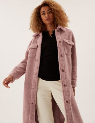 

Womens M&S Collection The Teddy Shacket - Dusted Pink, Dusted Pink