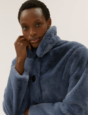 

Womens M&S Collection Faux Fur Short Jacket - Air Force Blue, Air Force Blue