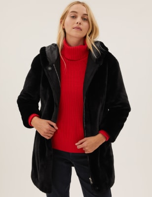 manteau avec capuche en fausse fourrure