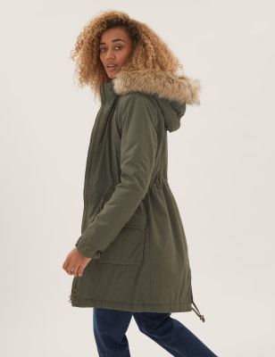 

Womens M&S Collection Borg Lined Parka Coat - Hunter Green, Hunter Green