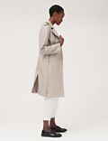 Faux Leather Belted Trench Coat