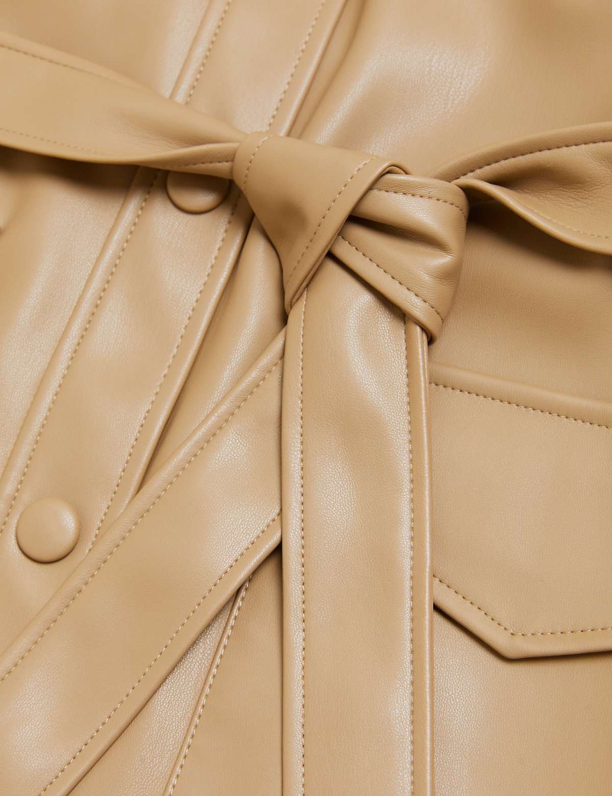 Faux Leather Belted Shacket