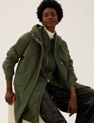 

Womens M&S Collection 3 in 1 Relaxed Parka Coat - Hunter Green, Hunter Green