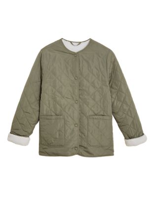 

Womens M&S Collection Quilted Reversible Borg Lined Jacket - Faded Khaki, Faded Khaki
