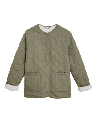 

M&S Collection Chaqueta acolchada reversible con forro de borreguitoWomens - Faded Khaki, Faded Khaki