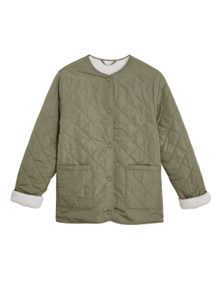 

Womens M&S Collection Quilted Reversible Borg Lined Jacket - Faded Khaki, Faded Khaki