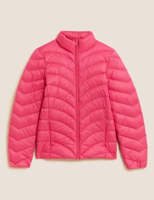 Marks & Spencer Feather & Down Packaway Puffer Jacket Plain Synthetic (FEMALE, BLACK, 8)