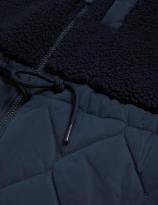 

Womens M&S Collection Borg Quilted Drawstring Waist Parka Coat - Midnight Navy, Midnight Navy