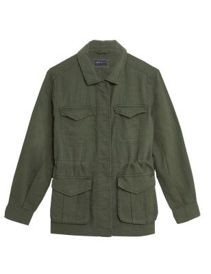 

Womens M&S Collection Cotton Blend Waisted Utility Jacket - Hunter Green, Hunter Green