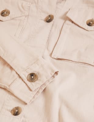 

M&S Collection Chaqueta corta multiusos de algodón con linoWomens - Buff, Buff