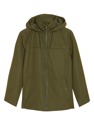 

Womens M&S Collection Stormwear™ Hooded Funnel Neck Raincoat - Hunter Green, Hunter Green