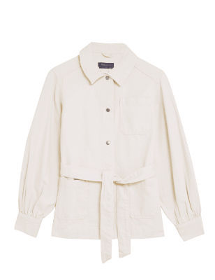 

Womens M&S Collection Denim Belted Jacket - Ecru, Ecru