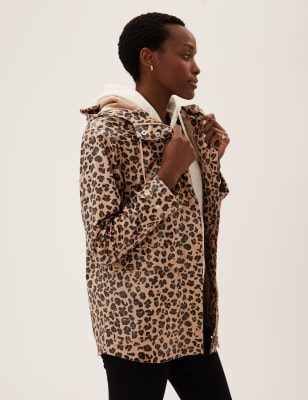 

Womens M&S Collection Rubber Animal Print Hooded Raincoat - Brown Mix, Brown Mix