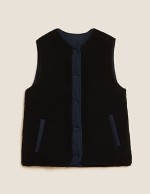 

M&S Collection Chaleco acolchado reversible con forro de borreguitoWomens - Navy Mix, Navy Mix