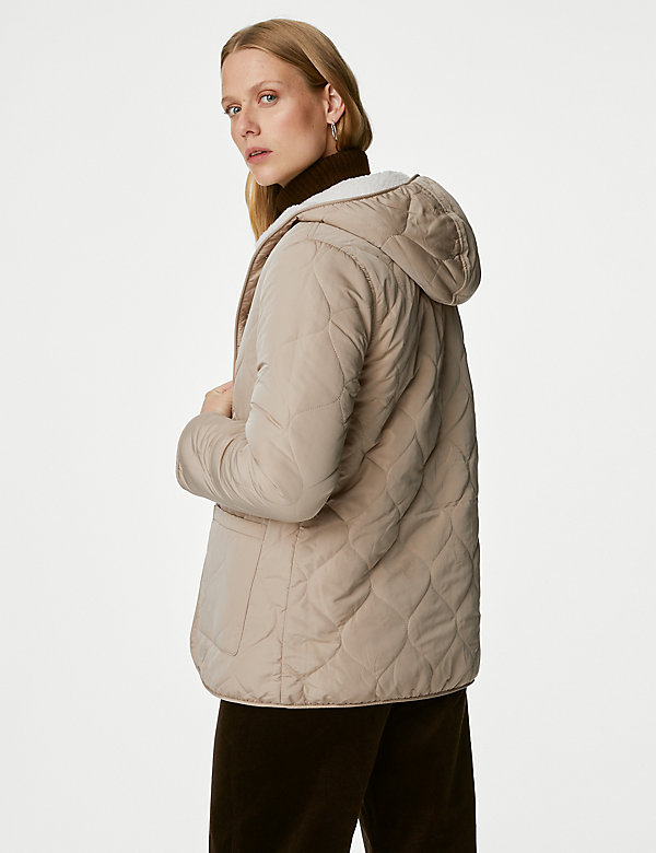 Textured Quilted Reversible Puffer Jacket - FR