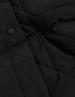 

Womens M&S Collection Textured Quilted Collared Shacket - Black, Black