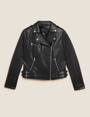 

Womens M&S Collection Biker-Jacke aus Kunstleder - Black, Black