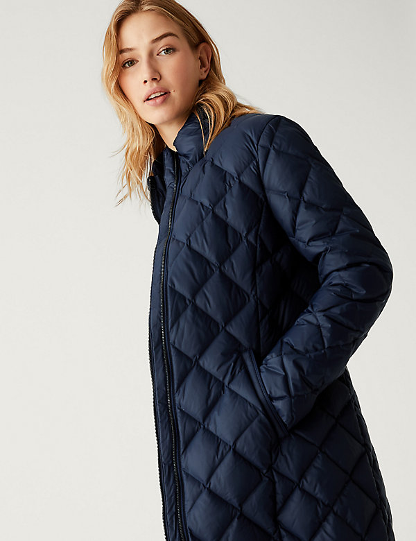Feather & Down Diamond Quilted Coat - VN