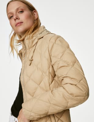 

Womens M&S Collection Feather & Down Diamond Quilted Coat - Natural Beige, Natural Beige