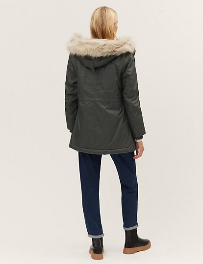 Waxed Stormwear™ Faux Fur Lined Parka Coat
