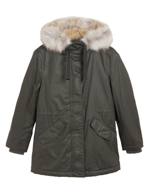 

Womens M&S Collection Waxed Stormwear™ Faux Fur Lined Parka Coat - Pine Green, Pine Green