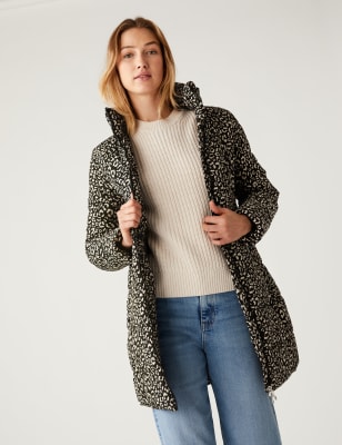 

Womens M&S Collection Mantel aus recyceltem Material mit Tiermuster - Black Mix, Black Mix
