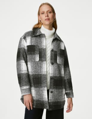 Checked Collared Relaxed Shacket