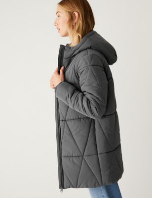

Womens M&S Collection Recycled Thermowarmth™ Quilted Puffer Coat - Dark Grey, Dark Grey