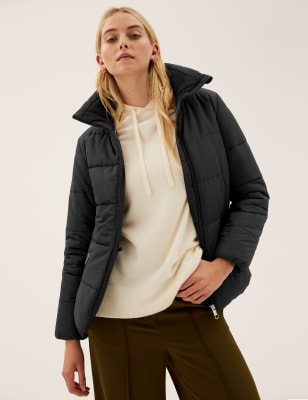 Marks And Spencer Womens M&S Collection Recycled Thermowarmth Funnel Neck Jacket - Black, Black