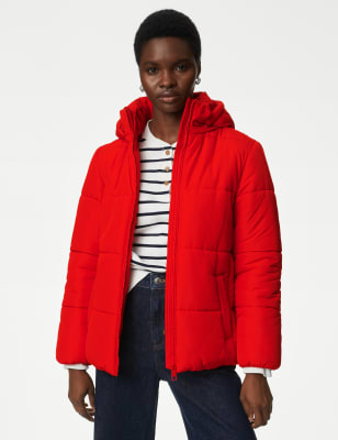 

Womens M&S Collection Recycled Thermowarmth™ Hooded Puffer Jacket - Poppy, Poppy