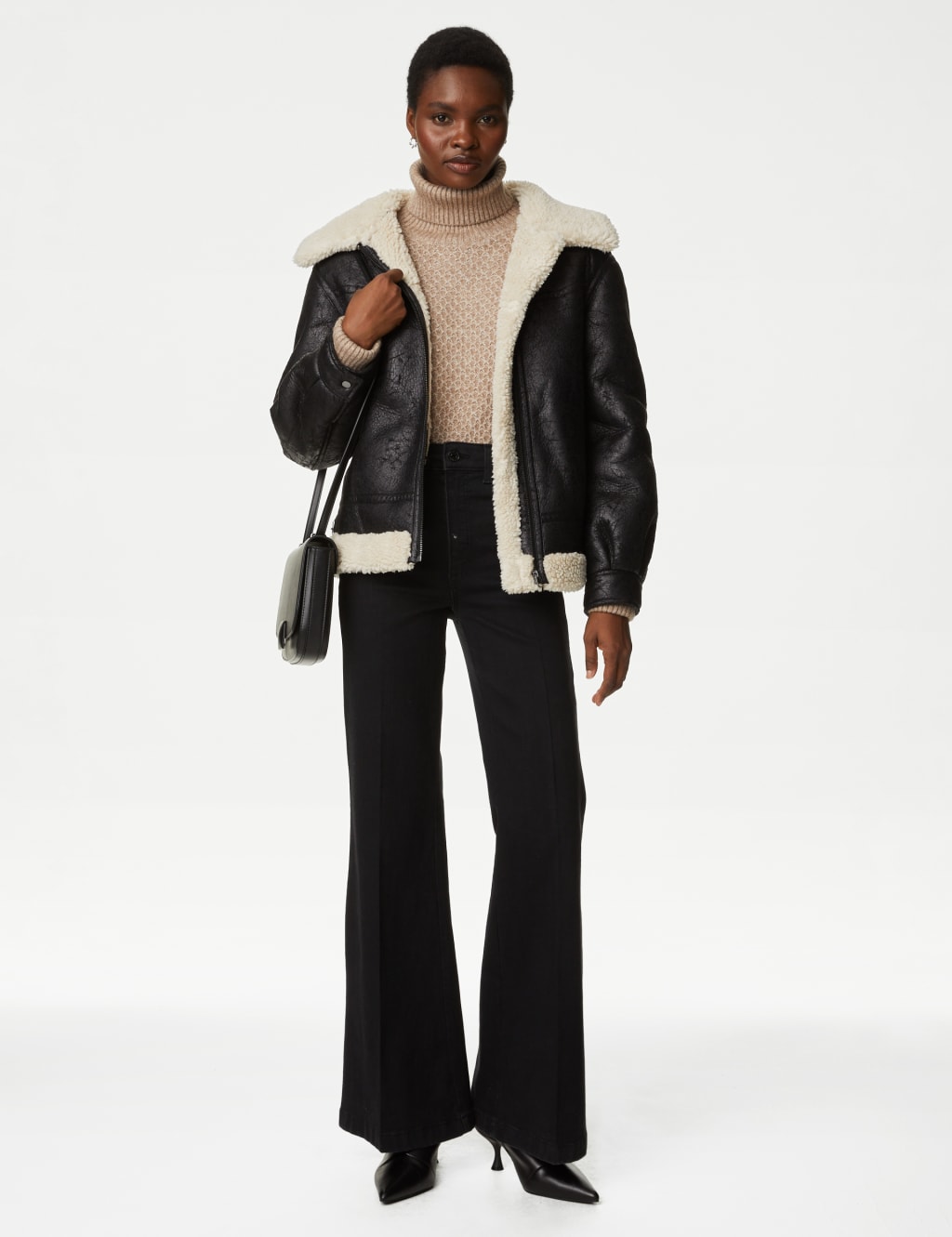 Faux Shearling Aviator Jacket image 1