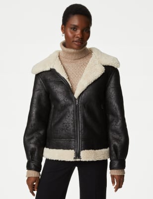 Faux Shearling Aviator Jacket