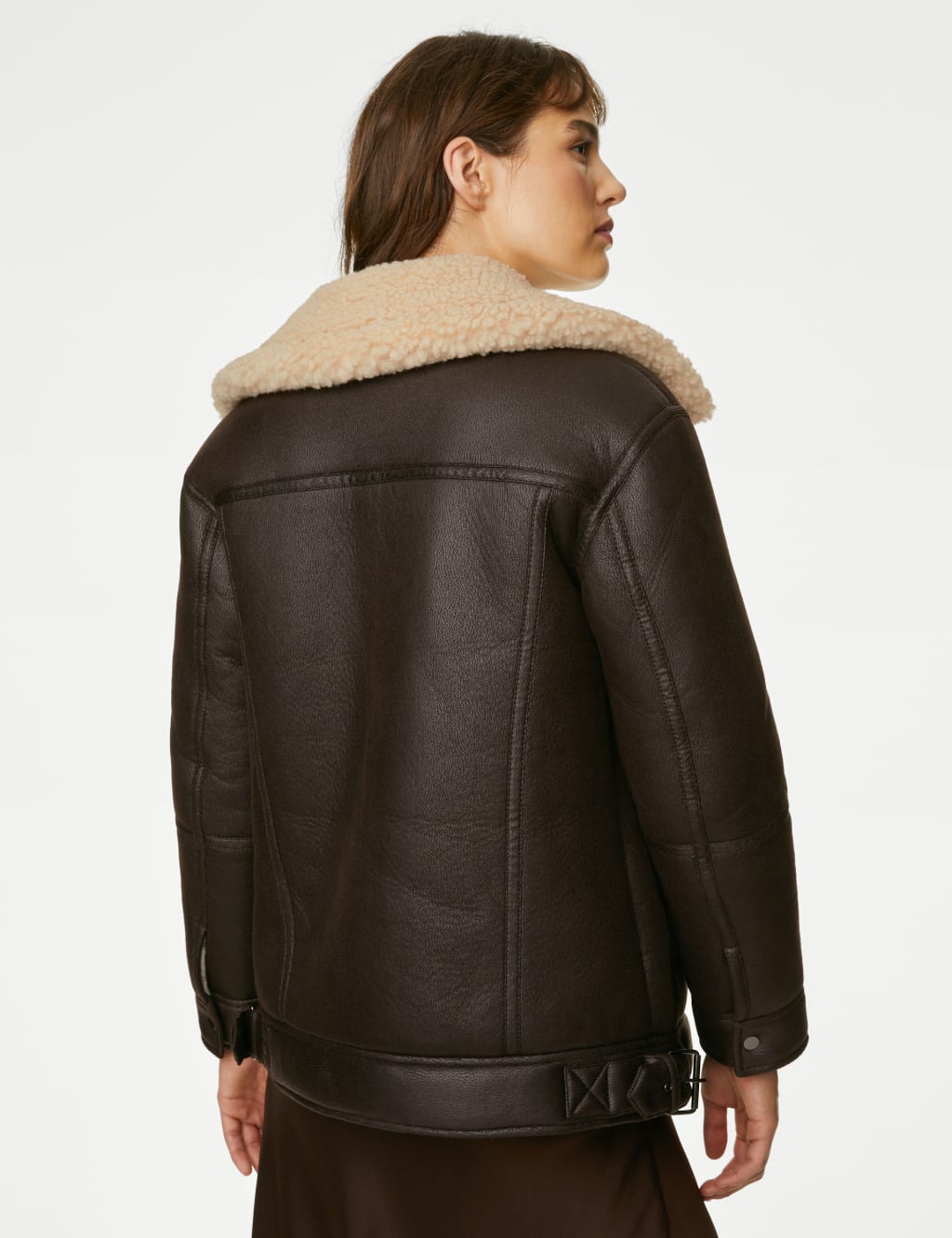 Faux Shearling Borg Lined Aviator Jacket image 3