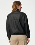 Faux Leather Relaxed Bomber Jacket