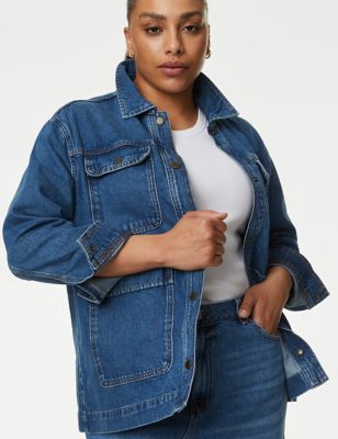 Pure Cotton Denim Relaxed Utility Jacket - CA