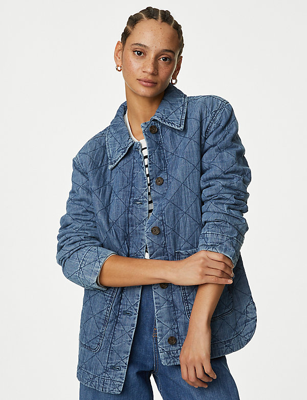 Pure Cotton Denim Quilted Shacket - CA