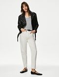 Faux Leather Relaxed Biker Jacket