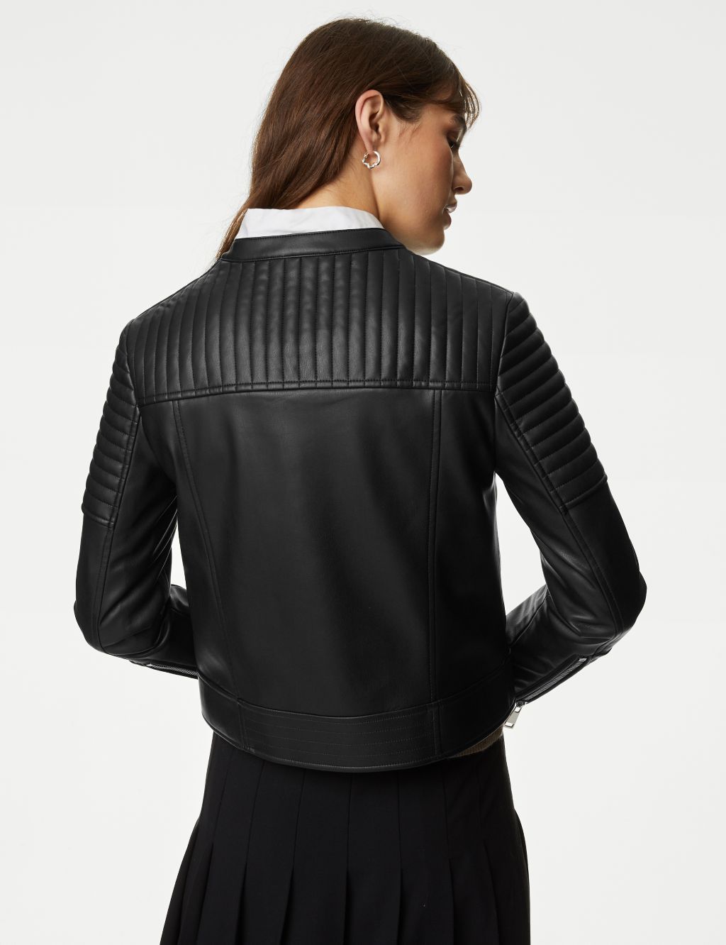 Faux Leather Quilted Moto Jacket image 6