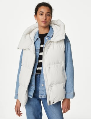 Feather & Down Hooded Gilet | M&S JP