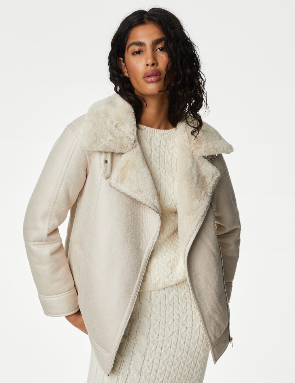 Beige aviator jacket womens cheap