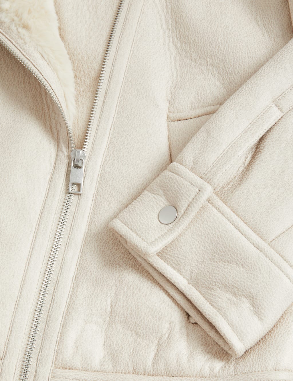 Faux Shearling Aviator Jacket image 7