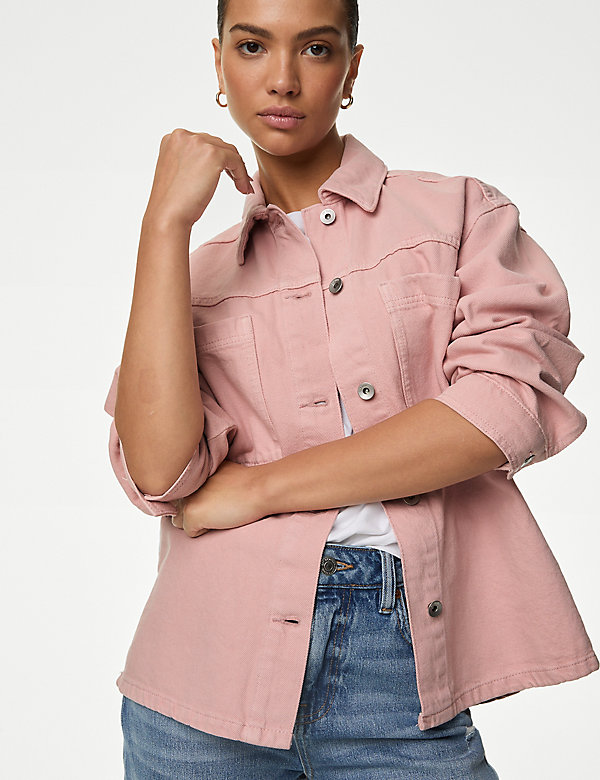 Pure Cotton Denim Relaxed Shacket - US