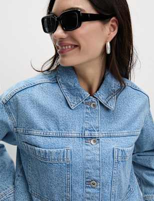 Pure Cotton Denim Relaxed Shacket