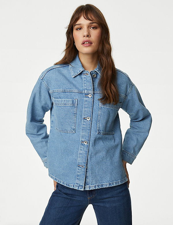 Pure Cotton Denim Relaxed Shacket - DK
