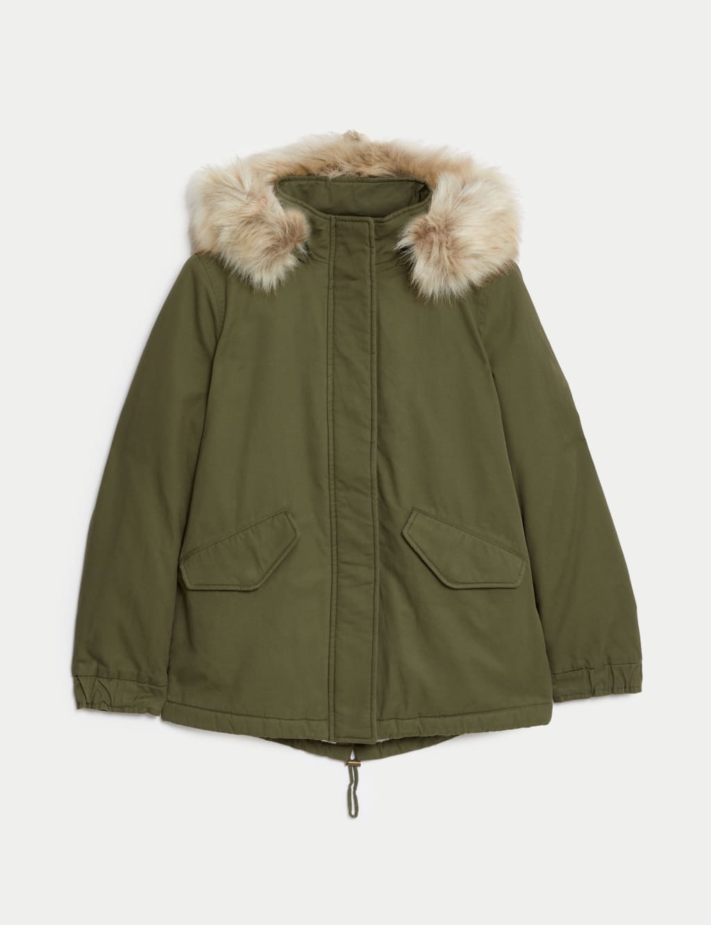 Cotton Rich Hooded Borg Lined Parka Coat image 2