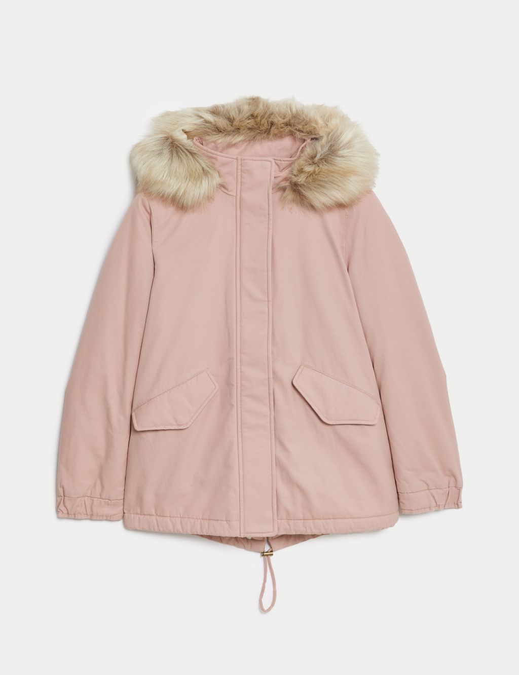Cotton Rich Hooded Borg Lined Parka Coat image 2