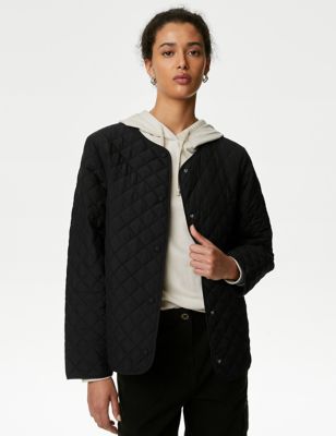 M&S Women's Recycled Thermowarmth Quilted Jacket - 6 - Black, Black,Dark Blue,Medium Beige,Faded Kh