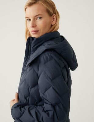 

Womens M&S Collection Feather & Down Quilted Hooded Puffer Jacket - Midnight Navy, Midnight Navy